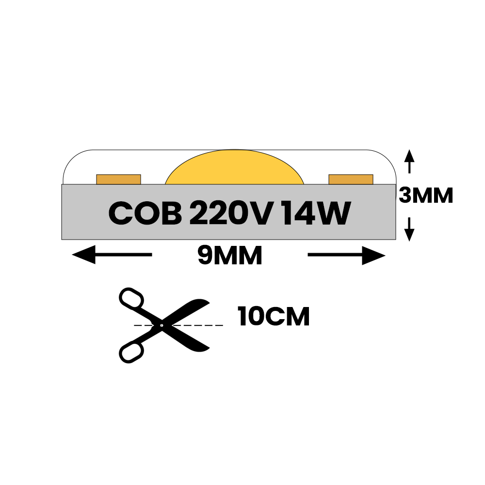 Ruban LED 220V | A LA COUPE | 120LED/m | 50m | SMD 2835 | 1000Lm | 10W/M |  CRI90 | IP65| Coupe tous les 10cm